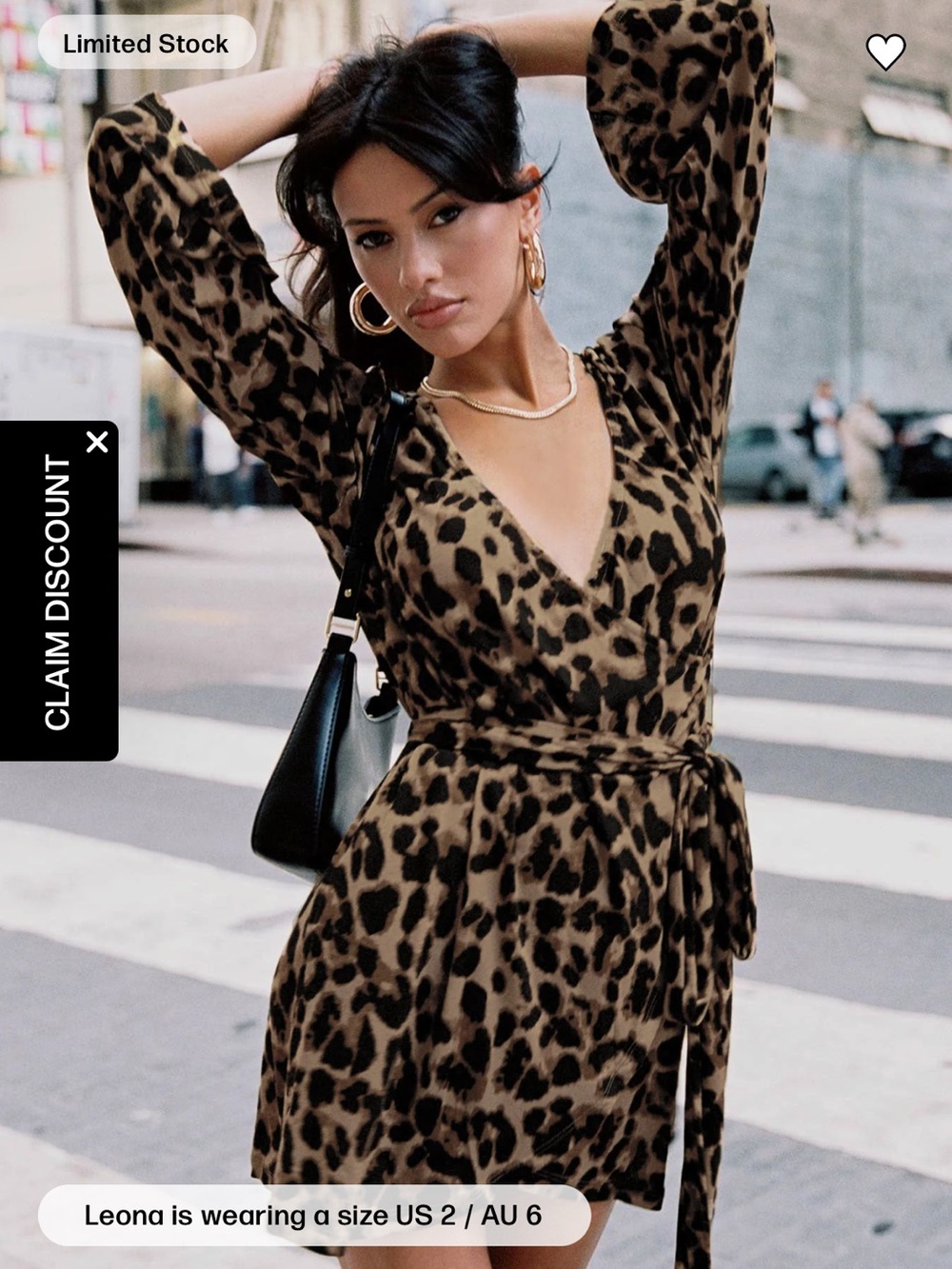 Princess Polly Leopard Print Wrap Mini Dress - Brown